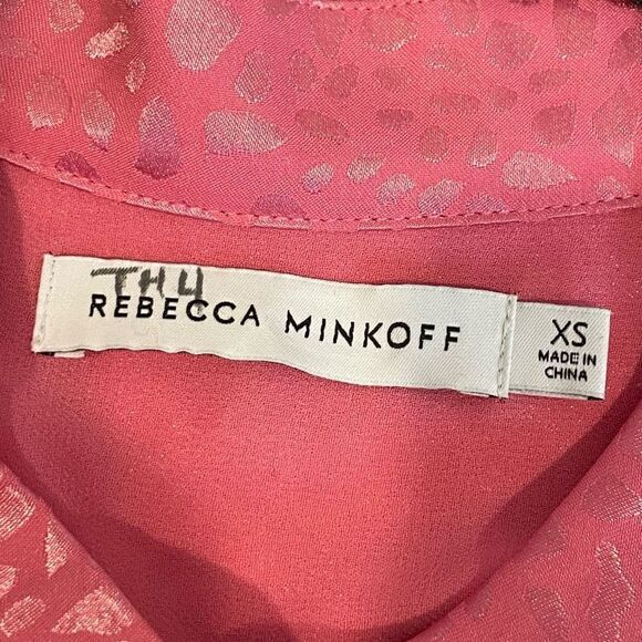 Rebecca Minkoff Punch Pink Ollie Leopard Tiered Dress Size XS - Picture 6 of 9